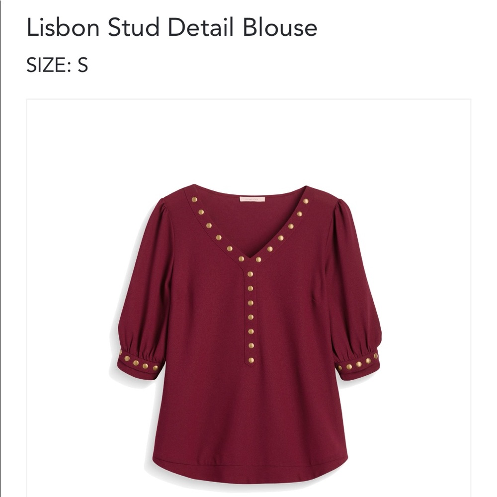 41 Hawthorn Lisbon Stud Detail Blouse ~ Burgundy ~ Size Small